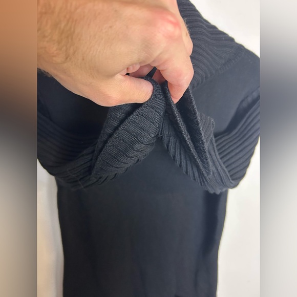 Perse Wool Turtleneck Knit Midi Dress Black Color Size M old Money Stretch - Picture 7 of 13